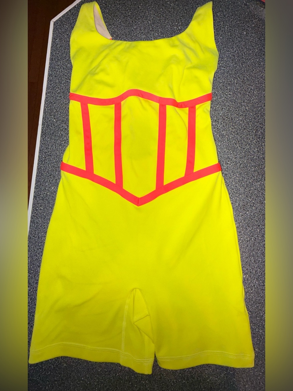 Jo & Jax Neon Yellow Kids Dance Unitard with Pink Trim Size Adult Small